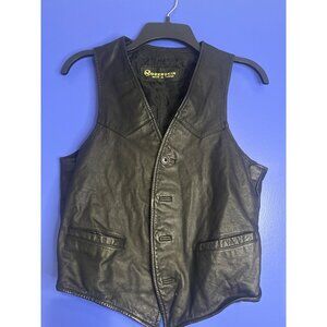 Vintage Deerskin Leather Vest Women’s M – Black Western Ranch Old Money Chic